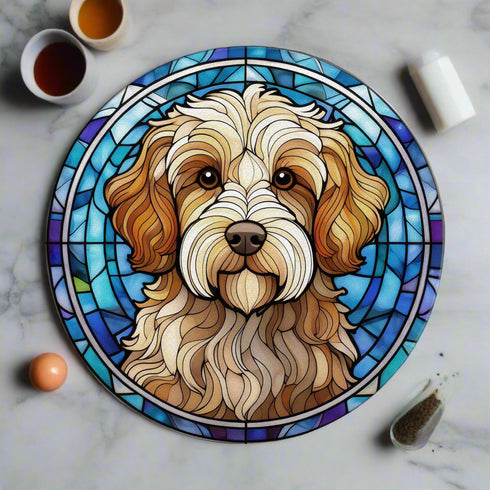 Cavapoo Glass Suncatcher Worktop Saver